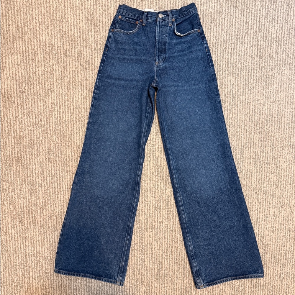 Agolde Dame Jeans No Cuff NWT Size 23 Enamour Wash High Waist Wide Leg Denim
